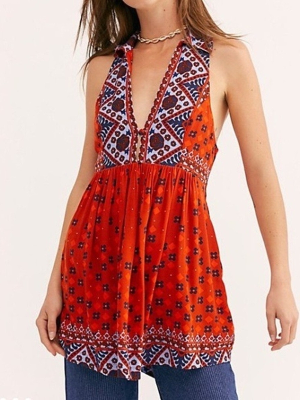 Free People Womens Charlotte Halter Tunic Top Small